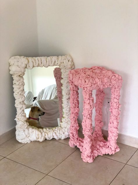 Foam Mirror, Foam Table, Gustaf Westman, Cloud Mirror, Danish Interior Design, 600 Followers, Foam Art, Pastel Interior, Danish Interior