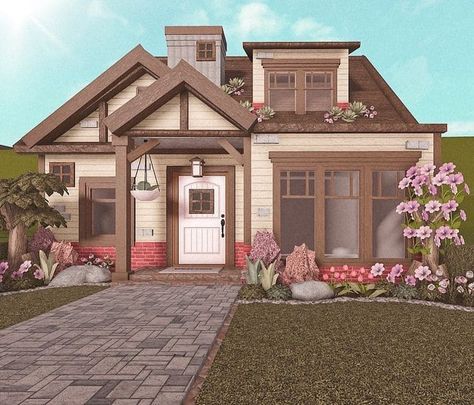 21+ Best Bloxburg House Ideas in 2023 That Inspire You Aesthetic House Exterior, Simple House Exterior, Cottage Core Bloxburg House, Cottage Layout, Bloxburg Cottage, Cottage House Exterior, Cottage Core House, Houses Bloxburg, Tiny House Exterior