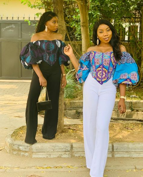 African Style Dresses Nigerian Fashion, African Style Dresses, Ankara Outfits, African Print Jumpsuit, Ankara Styles For Women, African Blouses, Ankara Tops, African Fabric Dress, African Print Tops