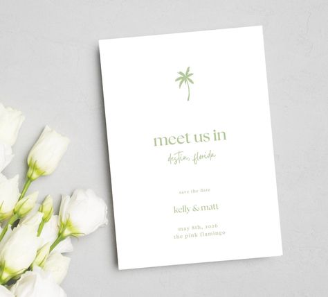 Beach Wedding Save The Date Ideas, Save The Date Ideas Destination Wedding, Destination Wedding Save The Date Ideas, Save The Date Beach, Save The Date Destination Wedding, Destination Save The Date, Tropical Save The Date, Date Palm Tree, Beach Save The Date