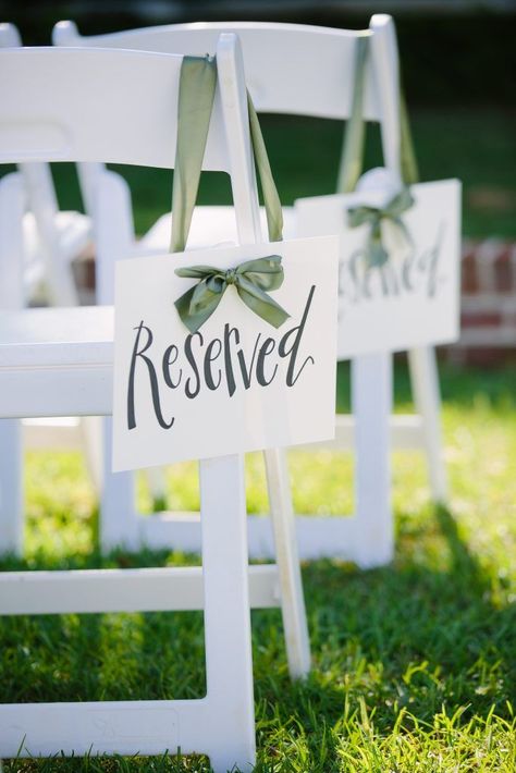 Reserved Wedding Signs, Wedding Chair Signs, Wedding Ceremony Ideas, Signing Table Wedding, Ceremony Seating, Reserved Signs, Wedding Inside, Welcome Bags, Wedding Chairs