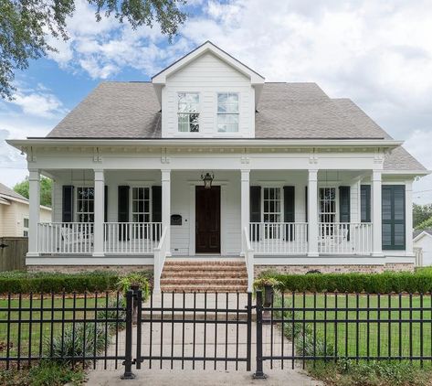 French Home Exterior, Cottage Home Exterior, Transitional Home Exterior, Modern French Home, Black Home Exterior, Home Exterior Design, Brick Steps, Home Exteriors, Black Shutters