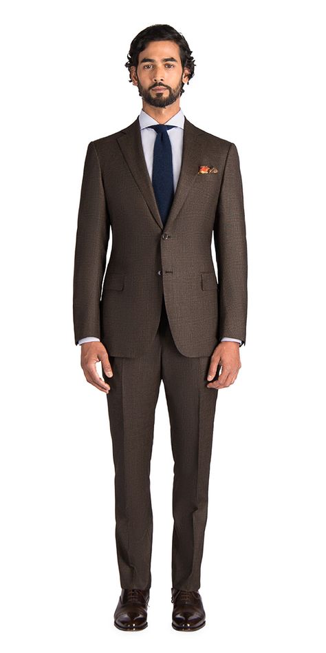 Custom Suit in Brown Glen Plaid Saxony | Black Lapel Wedding Suits Ideas, Best Wedding Suits For Men, Brown Suits For Men, Suits Ideas, Mens Wedding Suits, Workout Man, Grey Suit Men, Suit Combinations, Brown Suit