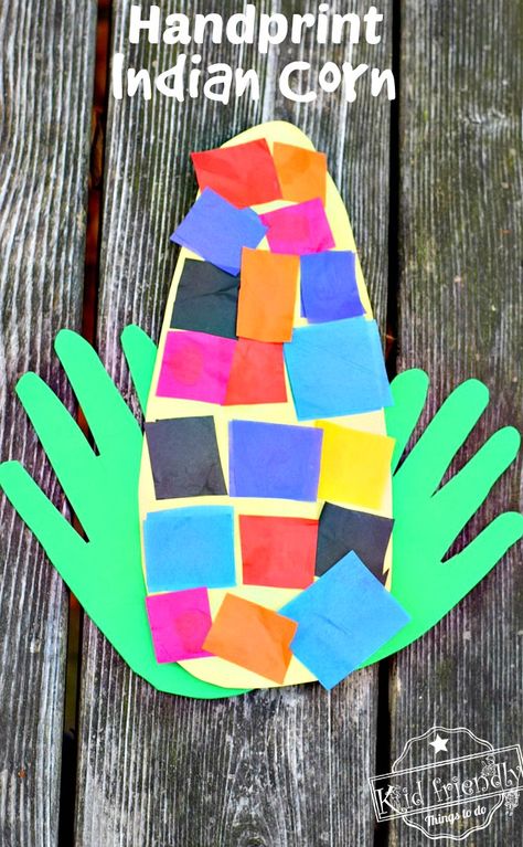 Easy and Sweet Handprint Indian Corn Craft for Kids to Make - Great fall craft for preschool or elementary school - www.kidfriendlythingstodo.com Indian Corn Craft, Fun Fall Crafts For Kids, Corn Craft, Craft For Preschool, Thanksgiving Crafts Preschool, November Crafts, Fun Fall Crafts, Indian Corn, Easy Fall Crafts