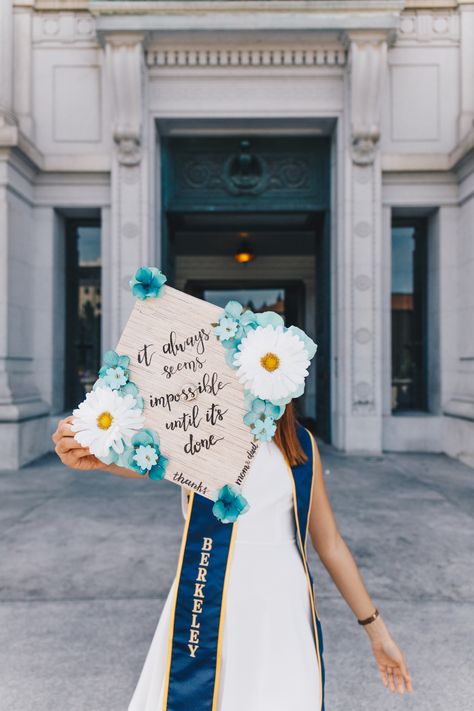 "It always seems impossible until it's done". Grad cap by @christienose. Photo by @narmak_ . Graduation Cap Song Lyrics, Simple Grad Cap Ideas, Nurse Graduation Cap Designs, Teacher Graduation Cap, Senior 25, Creative Graduation Caps, Nurse Graduation Cap, College Grad Cap Ideas, Graduating College