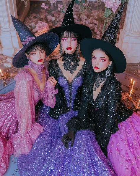 Sparkly Witch Craft 🧙🏻‍♀️✨💖 Celestial Witch Costume, Witch Costume Aesthetic, Costume Aesthetic, Retro Witch, Celestial Witch, Brand Palette, Halloween Photography, Halloween Zombie, Witch Craft