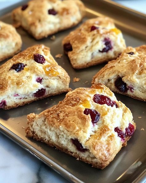 Made many of these in my life, but these are by far my favorite! Citrus Scones, Scones Orange, Brown Sugar Scones, Cranberry Orange Scones Recipe, Cranberry Biscuits, Orange Scones Recipe, Dessert Loaf, Cooktop Cove, Best Scone Recipe