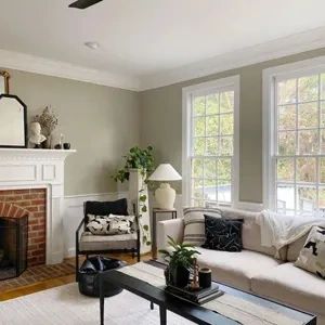 Photo of color Sherwin Williams SW 9517 Outrigger Benjamin Moore Tree Moss, Farrow And Ball Hardwick White, Hardwick White, Modern Victorian Bedroom, Slaked Lime, Moody Home Decor, Warm Paint Colors, Choosing Paint, Sherwin Williams Colors