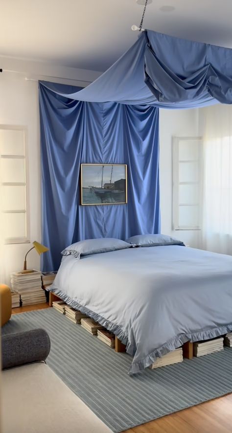 Spend Wisely, Apartment Decorating Hacks, Tinted Glasses, Welcome To My House, Master Room, Blue Room, Bedroom Ceiling, Bed Canopy, Canopy Bed