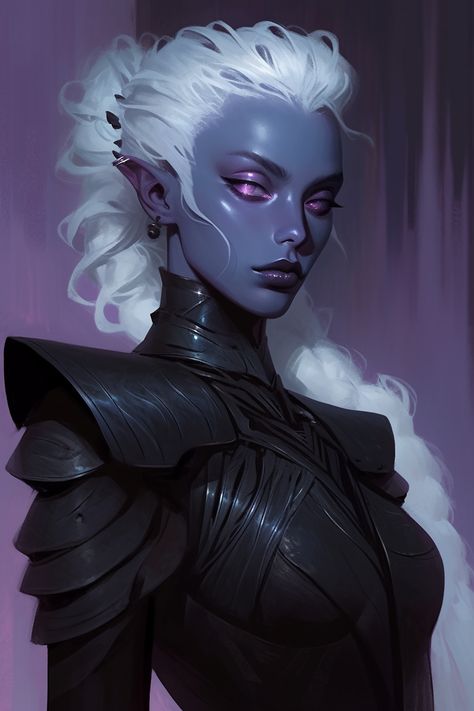 Female Drow Character Design, Dragon In Human Form, Warlock Dnd Character Concept, Drow Woman Art, Drow Art, Half Drow Female, Drow Female Art, Drow Woman, Drow Character Art