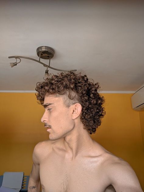 mullet haircut with curly hair Male Mullet Aesthetic, Curly Men Mullet, Mullet Aesthetic Men, Curly Hair Men Aesthetic, Man Curly Haircut, Men’s Long Curly Hair Styles, Curly Men Hair, Short Curly Haircuts Men, Mulet Hair Men