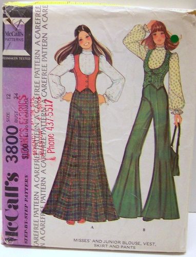 Vintage McCalls Sewing Pattern 3800 Boho Maxi Skirt Pants Fitted Low Vest and cute blouse Size 12 Bust 34 waist 26 Hip 36  by Sassy By Design, via Flickr Boho Maxi Skirt, Patron Vintage, 60s 70s Fashion, 70s Inspired Fashion, Diy Vetement, Maxi Skirt Boho, Blouse Pattern Sewing, Mccalls Sewing Patterns, Cute Blouses