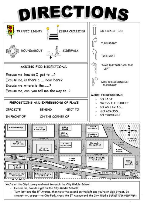 DIRECTIONS - English ESL Worksheets Directions Worksheet, English Exercises, English Classroom, English Tips, English Activities, English As A Second Language, English Resources, Grammar And Vocabulary, English Language Learning