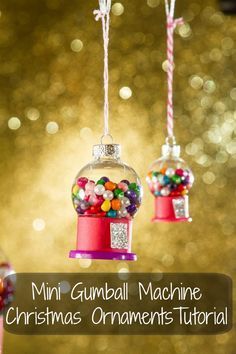 Looking for a totally different Christmas ornament to make this year? This mini gumball machine christmas ornament tutorial will add whimsy to any tree. Unusual Christmas Ornaments, Snowman Template, Diy Christmas Art, Wooden Sled, Snowman Craft, Christmas Crafts For Toddlers, Image Nails, Diy Christmas Ornaments Easy, Christmas Friends