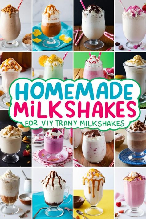 Get ready to wow your taste buds with 21 creative milk shake recipes! These unique and flavorful shakes will leave you craving more. Perfect for impressing friends and family or treating yourself to something extraordinary. #CreativeMilkShakes #MilkshakeRecipes #UniqueShakes #ImpressYourFriends #FlavorfulShakes #MilkshakeAddict #DessertCreativity Milk Shake Recipes, Milkshakes Recipes, How To Make Shakes, Milk Smoothie Recipes, Milkshake Recipe Easy, Homemade Milkshake, Homemade Milk, Ice Cream Sandwich Cake, Milkshake Recipe