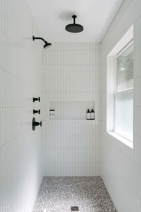 Shower Tiling, Tali Roth, White Shower Tile, White Tile Shower, Shower Niche, White Shower, Bathroom Remodel Shower, Upstairs Bathrooms, Dream Bathrooms