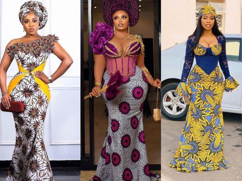 Latest Ankara Styles for Wedding Guests – GLAMSQUAD MAGAZINE Ankara Styles For Wedding Guests, Wedding Guest Ankara Styles, Ankara Wedding Guest Outfit, Ankara Corset Gown, Ankara Styles For Wedding, Ankara Corset, Ankara Skirt And Blouse Styles, Ankara Skirt And Blouse, Corset Gown