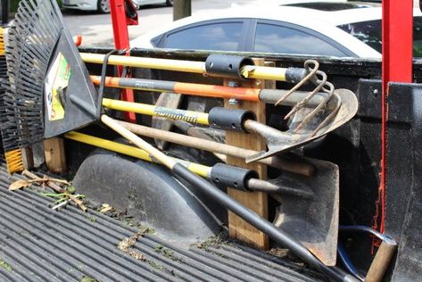 Simple Truck Bed/Toolbox Organization | LawnSite.com™ - Lawn Care & Landscaping Professionals Forum Landscape Truck Organization, Landscape Truck Bed, Utility Truck Organization, Diy Truck Tool Storage, Utility Truck Organization Ideas, Tool Truck Organization, Truck Box Organization, Truck Bed Tool Organization, Truck Bed Storage Ideas