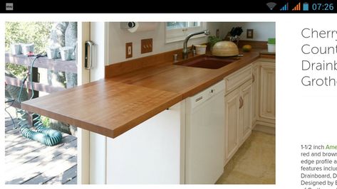 Fold out hinged worktop for temporary extra space (stupid houzz for not letting me pin this without taking a screen shot!) http://www.houzz.com/uk/photos/911397/cherry-wood-countertop-with-drainboard-by-grothouse-traditional-kitchen-worktops-sacramento Kitchen Countertop Extension, Countertop Extension, Rustic Countertops, Wood Countertops Kitchen, Kitchen Remodel Countertops, Cherry Kitchen, Island Countertops, Extension Ideas, French Country Kitchen