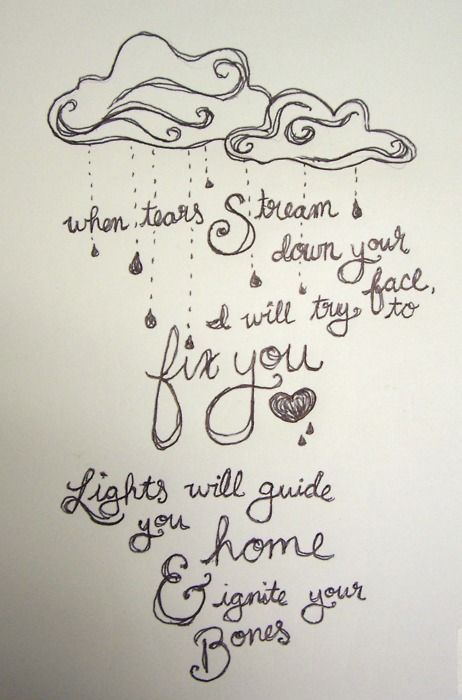 Fix You//Coldplay Lyrics Sketch, Coldplay Albums, Fix You Coldplay, Lyric Drawings, Coldplay Lyrics, Quotes Lyrics, Music Quotes Lyrics, Drawing Quotes, Lyric Art