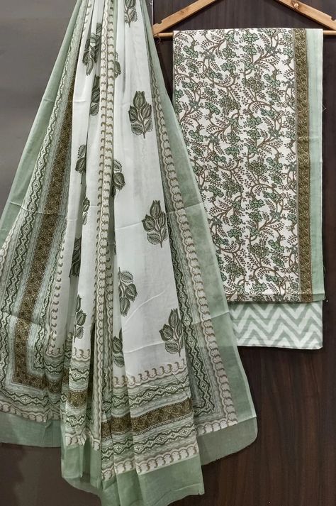 unstitched cotton salwar suit with dupatta Indian Cotton Suits, Chudithar Design, Pure Cotton Dress Materials, Cotton Salwar Suit, Suit With Dupatta, Salwar Materials, Suit Stores, Blouses Designs, Fabric Photography