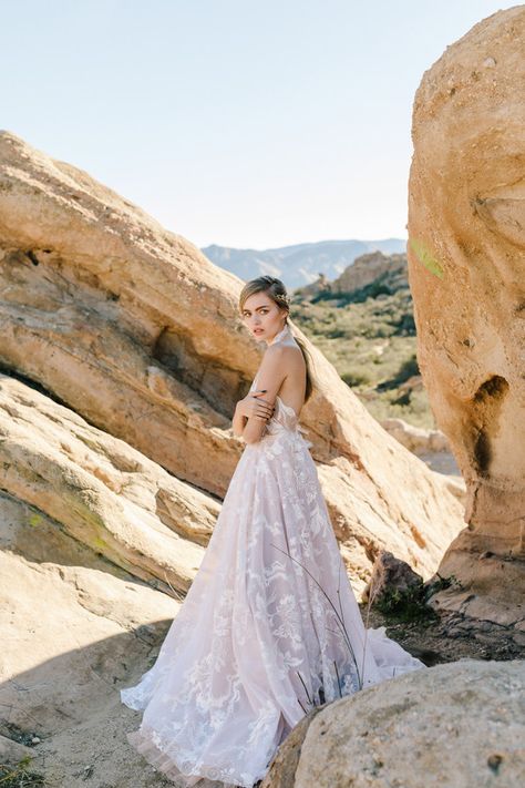 Boho bridal vibes at Vasquez Rocks - 100 Layer Cake. Hair and makeup by Be.NYLA. On location beauty team based in Los Angeles. Vasquez Rocks Photoshoot, Celestial Disco, Rocks Photoshoot, Disco Shoot, Rock Photoshoot, Bridal Vibes, Vasquez Rocks, Boho Celestial, Bridal Photo