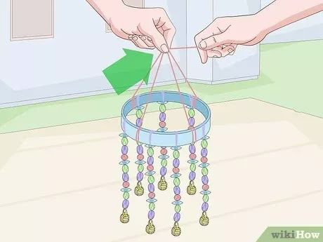 Glass Bead Wind Chimes Diy, How To Make Beaded Wind Chimes, Diy Windchimes Ideas Unique, Garden Sun Catchers Diy, Outdoor Bead Crafts, How To Make A Windchime, Easy Crafts With Beads, How To Make Beaded Suncatchers, Diy Crystal Hanging Decor