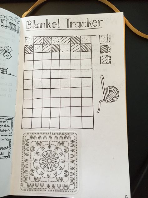 Crochet granny square blanket tracker! Helps visualize how far along you are, can print pattern and include Crochet Tracker Blanket, Crochet Tracker Bullet Journal, Crochet Journal Pages, Crochet Book Blanket, Crochet Bullet Journal, Granny Square Blanket Layout, Crochet Journal Ideas, Granny Square Layout, Crochet Bujo