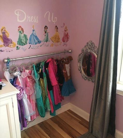 Dress Up Corner, Dress Up Stations, Girls Room Diy, Dress Up Closet, Dress Up Storage, Creative Imagination, Girls Playroom, Kids Playroom Decor, A Little Princess