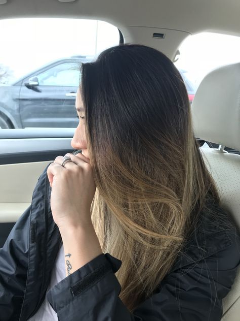 #baylage #hair #hairstyles #longhair #brunette #blonde #asian #white Ombre Hair Asian, Asian Hair Dyed, Asian Ombre, Asian Balayage, Balayage Straight, Baylage Hair, Hair Asian, Fun Hairstyles, Blonde Ends