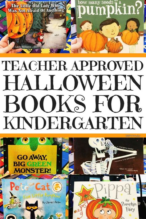 Teacher Approved Halloween Books for Kindergarten #halloween #books #readingintheclassroom Books For Kindergarten, Halloween Books For Kids, Halloween Kindergarten, Fall Lessons, Kindergarten Books, Books For Children, Preschool Books, Halloween Books, Books For Kids