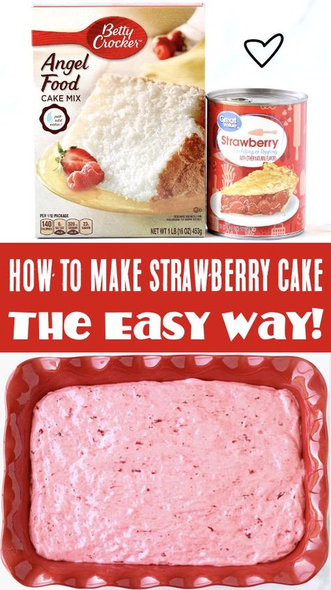 Texas Bbq Desserts, Limeade Angel Food Cake, Easy Angel Food Cake, Strawberry Angel Food Cake Dessert, Angel Food Cake Mix, 2 Ingredient Cakes, Strawberry Angel Food Cake, Easy Strawberry Desserts, Angel Food Cake Desserts