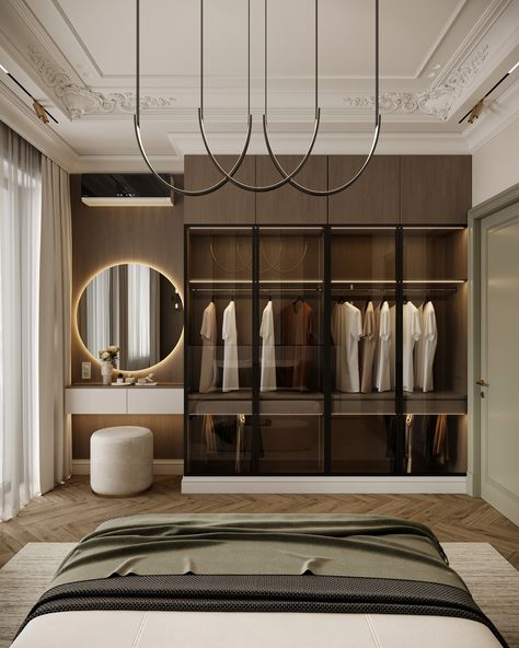 Looking for closet inspiration? Check out this elegant design that combines functionality with a touch of luxury. Perfect for organizing your wardrobe in style! 🌟  #ClosetDesign #HomeInspiration #LuxuryLiving" Glass Wardrobe Design, Mom Bedroom, Feature Wall Bedroom, Home Remodeling Contractors, Dream Closet Design, Wardrobe Designs, Luxury Bedroom Master, Bedroom Bed Design, Bedroom Modern