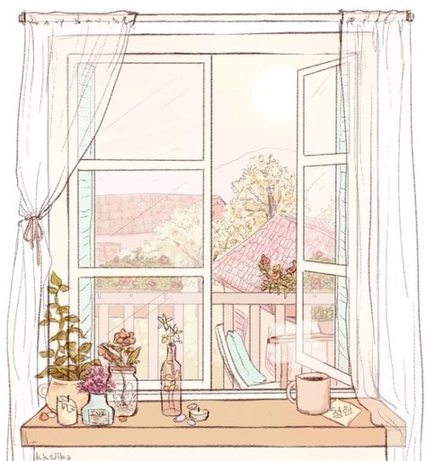 Window Drawing, Arte Do Kawaii, Posca Art, Wow Art, Kawaii Wallpaper, A Drawing, Anime Scenery, Copic, Cute Illustration