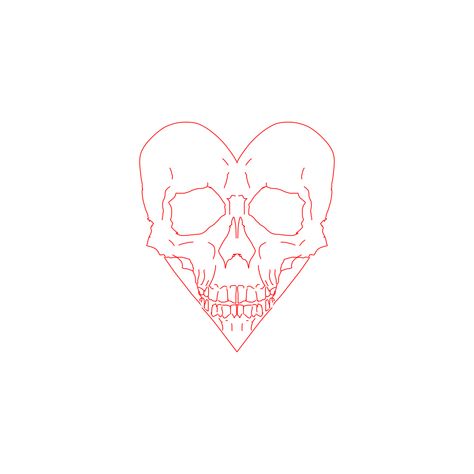 Skulls In Heart Tattoo, Half Skull Half Heart Tattoo, Spiked Heart Tattoo, Fineline Skull Tattoo, Skeleton Heart Tattoo, Cool Heart Tattoos, Gothic Heart Tattoo, Red Skull Tattoo, Skull Heart Tattoo