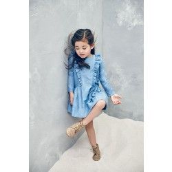 Nellystella Blanca Dress // PoppysCloset.com Girls Denim Dress, Girls Cotton Dresses, Shoes For, Toddler Girl Style, Childrens Dress, Girls Denim, Baby Outfits, Stylish Kids, Kids Fashion Girl