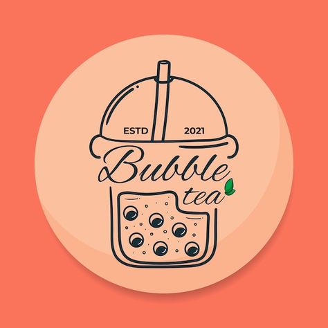 Milk Tea Logo Design Ideas, Bubble Tea Logo Design, Boba Business, Bubble Tea Logo, Tea Logo Design, Milk Logo, Logo Drink, Photo Bubbles, Drink Logo