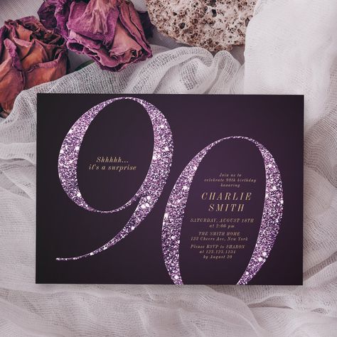 Looking for stylish adult birthday invitations with a modern twist? Explore our collection for chic and trendy designs to set the perfect tone for your celebration. Choose from sleek and sophisticated options that will impress your guests. #AdultBirthday #ModernInvitations #ChicDesigns #TrendyParty #BirthdayInspo #CelebrationStation #PartyTime #EventPlanning #InvitationDesigns #StylishSoiree Purple And Gold 70th Birthday Party, Purple 60th Birthday Party Ideas, Surprise 60th Birthday Ideas For Mom, 60th Birthday Invitations For Women, Birthday Invitations Purple, Milestone Birthday Invitations, Elegant Birthday Invitations, 90th Birthday Invitations, Minimalist Birthday