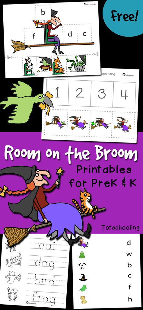 Kindergarten Halloween Books And Activities, Room On The Broom Pumpkin, Room On The Broom Activities Preschool, Room On A Broom Activities For Kids, Room On The Broom Printables, Halloween Phonics Activities, Room On The Broom Craft, Room On The Broom Activities, Room On A Broom