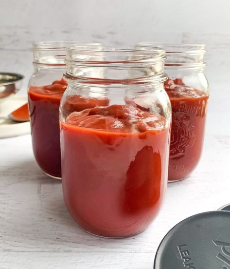 The BEST Healthy Tomato Ketchup (Refined Sugar Free & Kid Approved) Healthy Ketchup Recipe, Sugar Free Ketchup Recipe, Homemade Tomato Ketchup, Tomato Ketchup Recipe, Sugar Free Tomato Sauce, Sugar Free Kids, Sugar Free Ketchup, Ketchup Recipe, Healthy Sauces