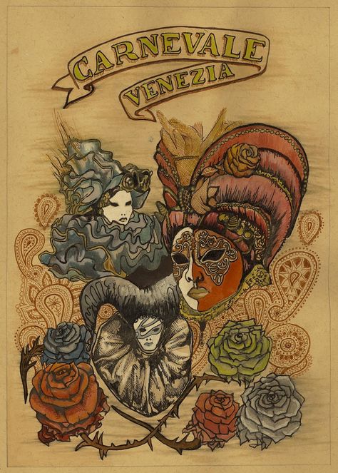 Vintage Carnival Masks, Venice Carnival Illustration, Venice Italy Carnival, Venice Aesthetic Vintage, Venice Carnival Aesthetic, Venice Carnaval, Venice Poster, Theme Carnaval, Venice Carnival Costumes