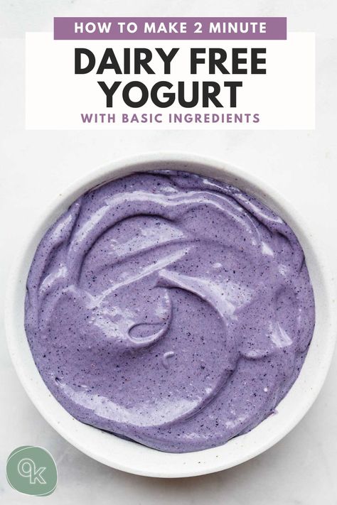 High protein dairy free yogurt made with simple ingredients like tofu, cashews and lemon juice. This vegan yogurt recipe is quick, easy and very customizable! No coconuts needed. #veganyogurt #veganrecipes #veganyogurt #dairyfree #yogurt #breakfast High Protein Dairy Free, Dairy Free Yogurt Recipe, Protein Dairy Free, Vegan Yogurt Recipe, Ube Ice Cream, Protein Yogurt, Raw Cookie Dough, Purple Yam, Dairy Free Yogurt