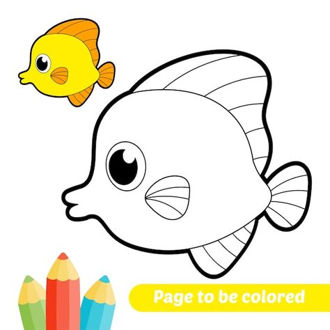 Coloring book for kids yellow tang fish ... | Premium Vector #Freepik #vector #activity-book #worksheet #color-book #kids-puzzle Fish Colouring Pages, Coloring Pages Fish, Fish Colouring, Coloring Pages For Kids Easy, Fish For Kids, Easy Coloring Pages For Kids, Kids Colouring Printables, Book Worksheet, Cute Coloring Pages For Kids