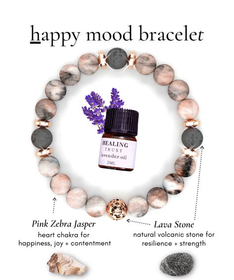 Natural Stone Bracelet Ideas, Manifest Your Life, Lava Stone Jewelry, Best Healing Crystals, Pink Zebra Jasper, Crystal Healing Chart, Love Abundance, See The Good, Crystal Bead Jewelry