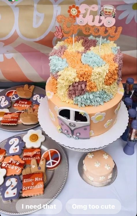 Too Groovy Birthday Party Decorations, 2 Groovy Cake Ideas, Two Groovy Birthday Cake Ideas, Fourever Groovy Birthday Cake, Boho Groovy Cake Ideas, 4 Ever Groovy Birthday Cake, Groovy Bday Cake, Two Groovy Birthday Party Cake, Two Groovy Birthday Theme