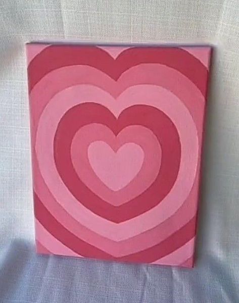 Cool Paintings For Room, Canvas Painting Ideas Valentines Day, Cute Pink Painting Ideas, Love Painting Easy, Coquette Painting Ideas Easy, Aesthetic Heart Painting, Painting Ideas Heart, Valentines Day Painting Ideas On Canvas, Valentines Day Art Painting