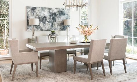 Room Deco, Contemporary Dining Room, Upholstered Side Chair, World Of Interiors, Decor Minimalist, Upholstered Arm Chair, Rectangular Dining Table, Modern Dining Room, Dining Room Design