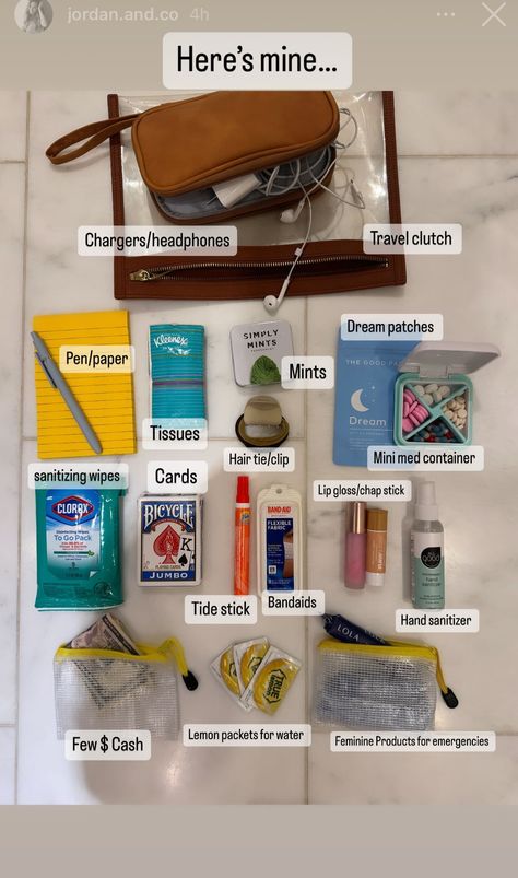 Car Essentials Bag, What To Carry In Your Purse List, Car Bag Essentials, Purse Essentials List, Work Bag Essentials, Mini Emergency Kit, Photo Organization Storage, Tiny Purses, Everyday Bag Essentials