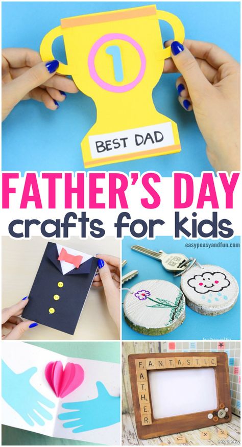 Fathers Day Crafts for Kids to Make - lots of wonderful art and craft ideas for kids to make for their dad. Easy DIY cards and lots of kid made father's day gifts. You will find ideas for toddlers, preschoolers, kindergarten as well as older kids. Father's Day Crafts For Kids, Kids Fathers Day Crafts, Easy Fathers Day Craft, Fathers Day Art, Father's Day Activities, Diy Easter Gifts, Cool Fathers Day Gifts, Diy Father's Day Gifts, Easy Arts And Crafts