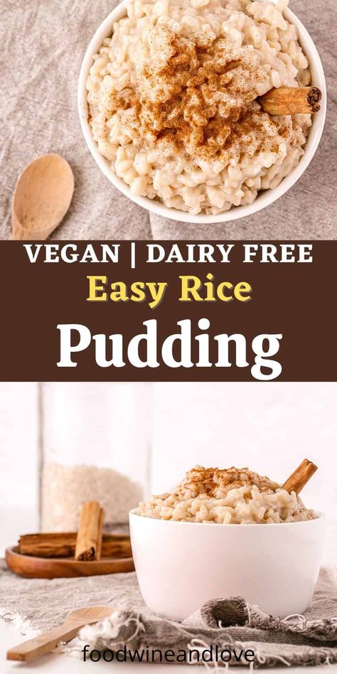 Easy Dairy Free Rice Pudding, a simple and delicious vegan recipe idea for desserts or breakfast. Dairy Free Rice Pudding, Instant Pot Rice Pudding, Vegan Rice Pudding, Easy Rice Pudding, Instant Pot Rice, Coconut Rice Pudding, Vegan Pudding, Rice Pudding Recipe, Coconut Dessert